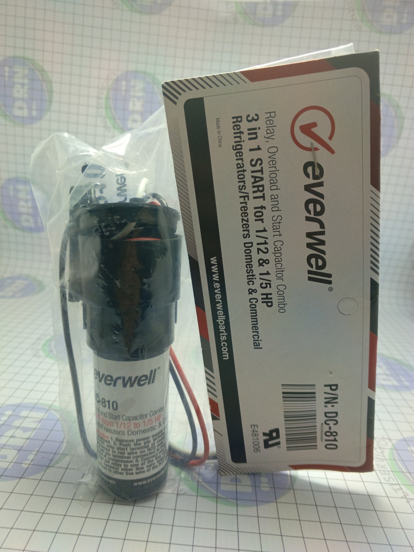 KIT DE ARRANQUE 3 EN 1 PARA 1/12HP Y 1/5HP -(DC-810) EVERWELL