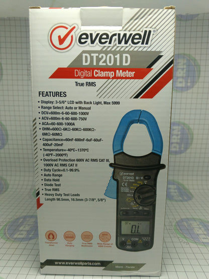 PINZA DIGITAL CAPACIMETRO  MULTIMETRO - (DT201D) EVERWELL