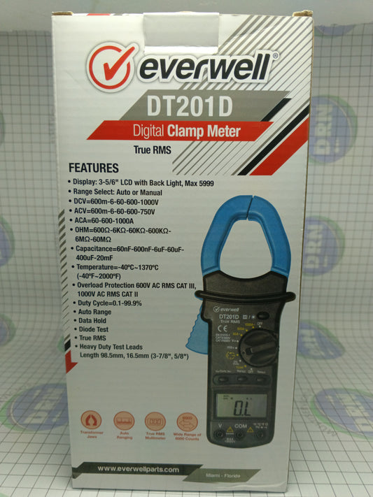 PINZA DIGITAL CAPACIMETRO  MULTIMETRO - (DT201D) EVERWELL