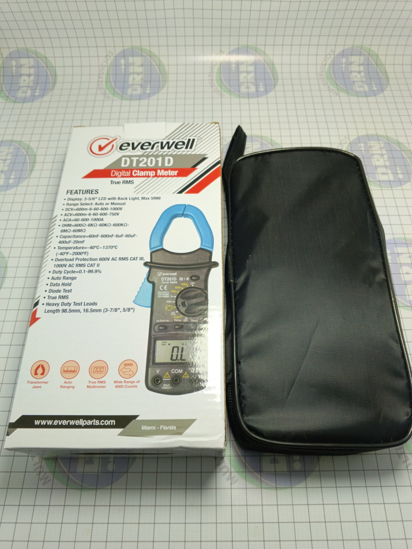 PINZA DIGITAL CAPACIMETRO  MULTIMETRO - (DT201D) EVERWELL