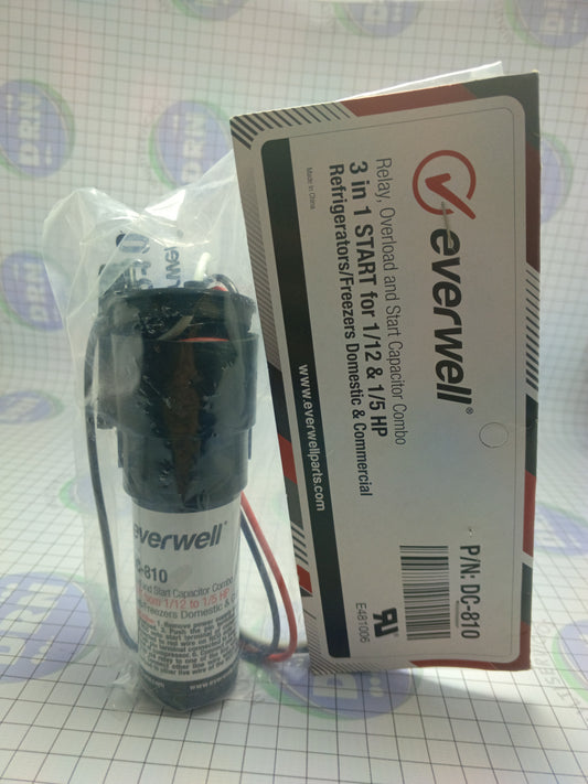 KIT DE ARRANQUE 3 EN 1 PARA 1/12HP Y 1/5HP -(DC-810) EVERWELL